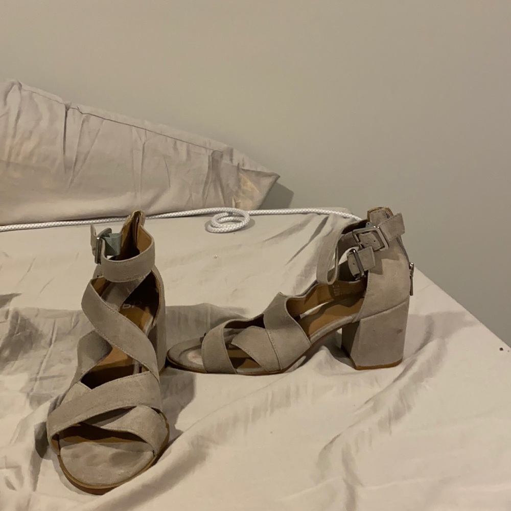 Grey suade heels